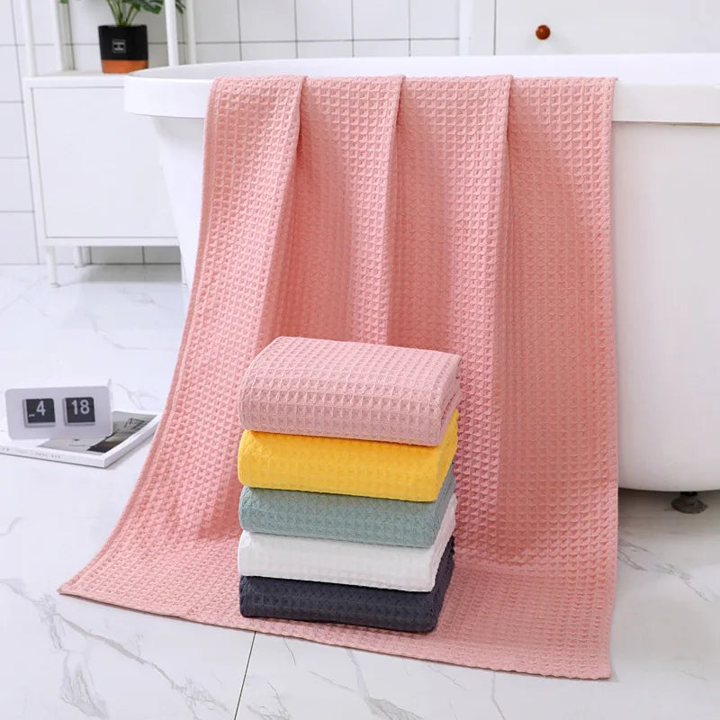 70x140CM Cotton Waffle Bath Towel Enlarged Thickened Absorbent Fast-Drying Household Male And Female Couple Beach Towel