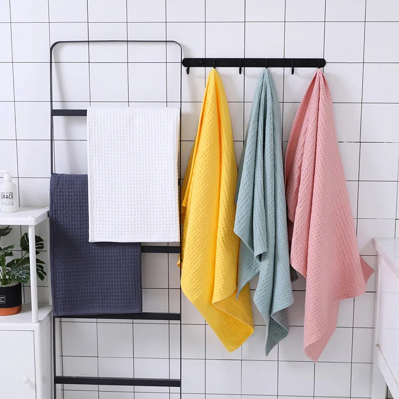 70x140CM Cotton Waffle Bath Towel Enlarged Thickened Absorbent Fast-Drying Household Male And Female Couple Beach Towel