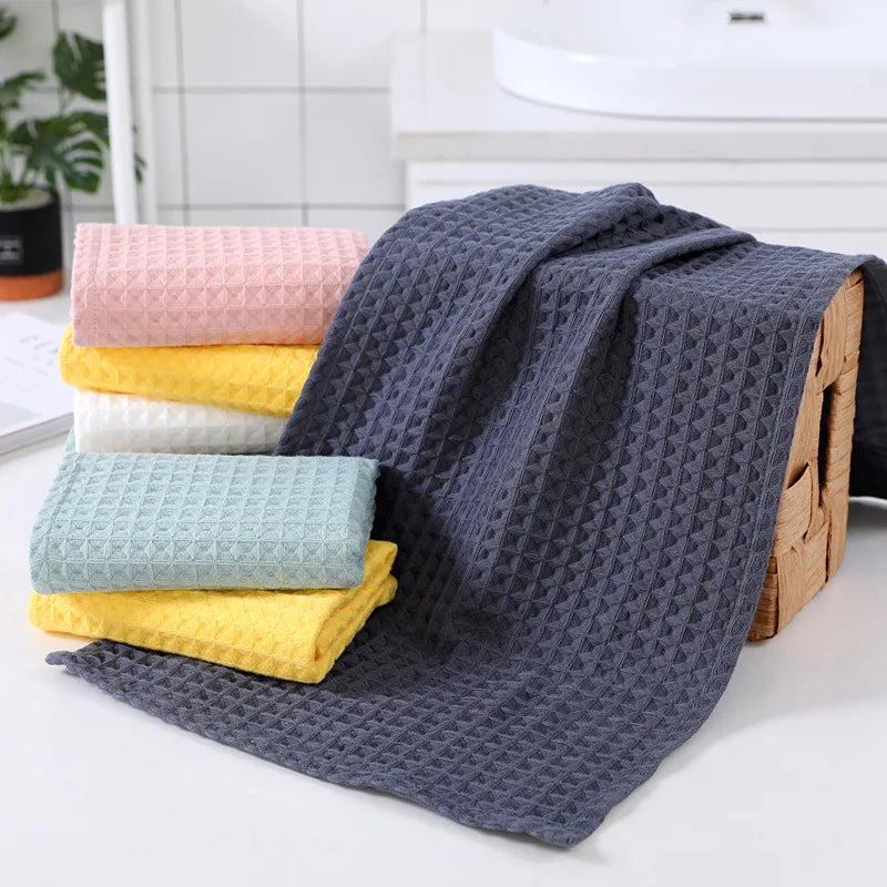 70x140CM Cotton Waffle Bath Towel Enlarged Thickened Absorbent Fast-Drying Household Male And Female Couple Beach Towel