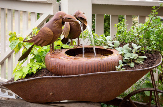 Folk Art Crows Fountain