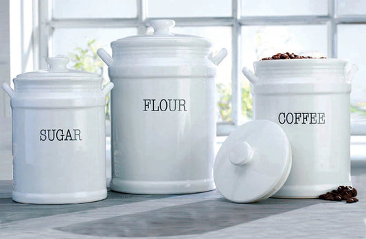 LARGE Ironstone Inspired Airtight Food Canisters, Set of 3