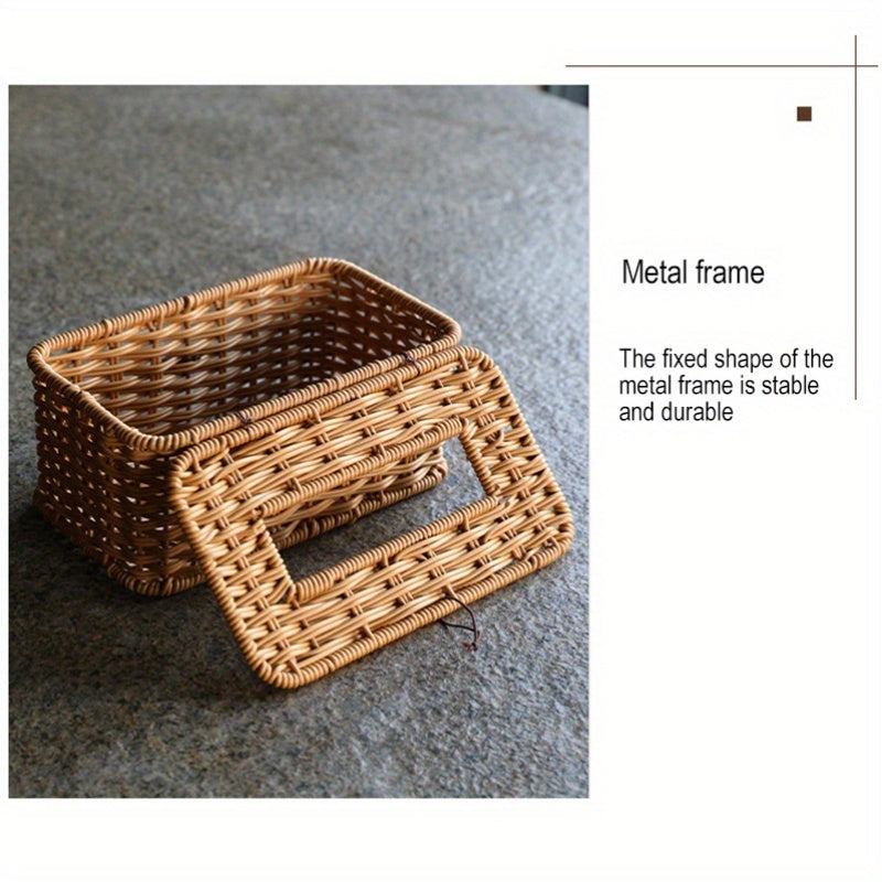 1 piece rattan woven rectangular tissue box holder exquisite and beautiful tissue box, rattan wicker bedroom\u002Fliving room\u002Fdining room\u002Fhotel\u002Fcar, living room, bathroom paper box, boho style decorative woven tissue paper box