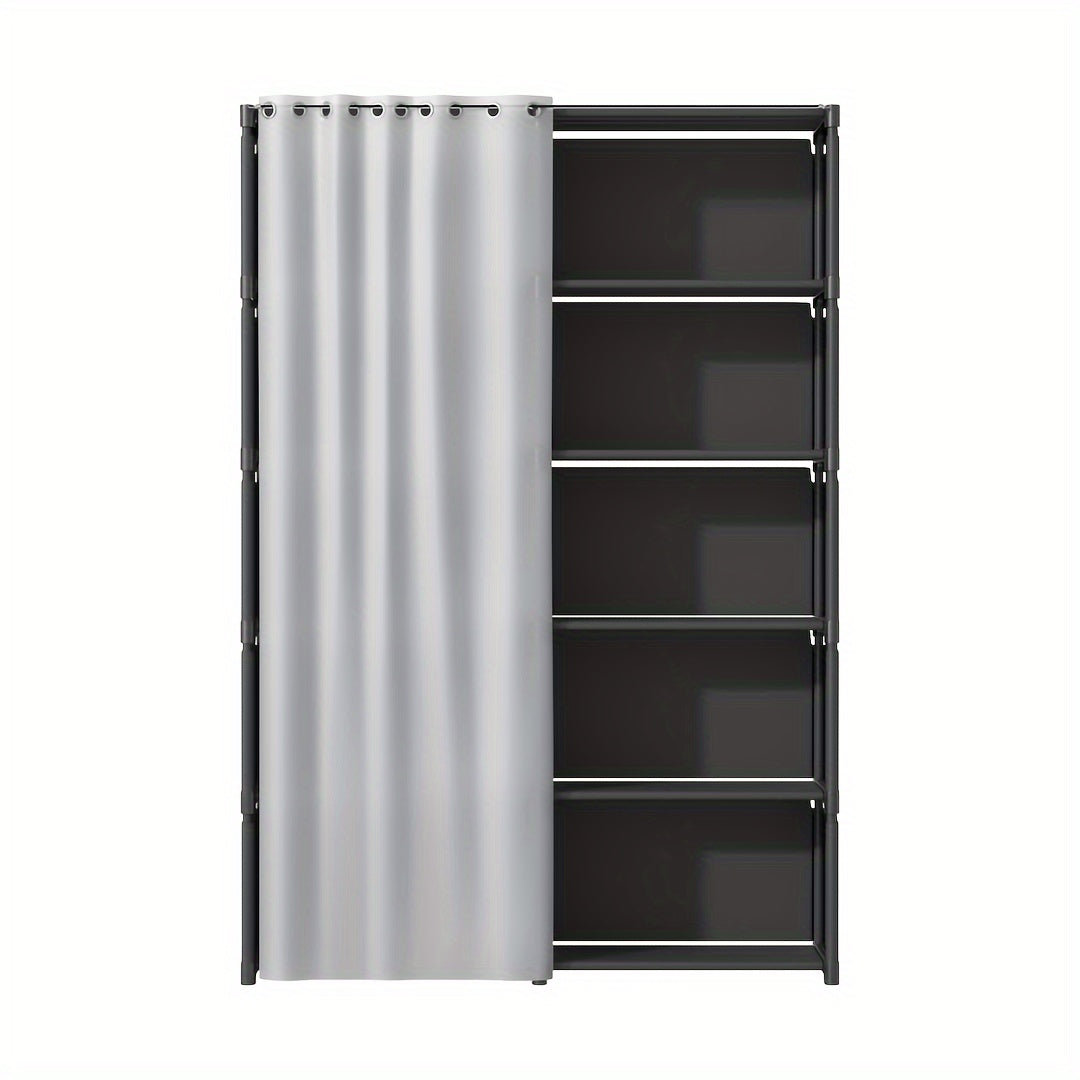 Dttwacoyh 6 Storey Double Row Storage - Open Closet Organiser - Black - For Bedroom, Office, Living Room - Maximise Space & Organisation