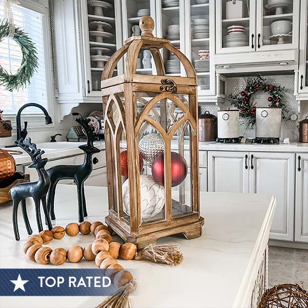 Cathedral Arched Wooden Candle Lantern