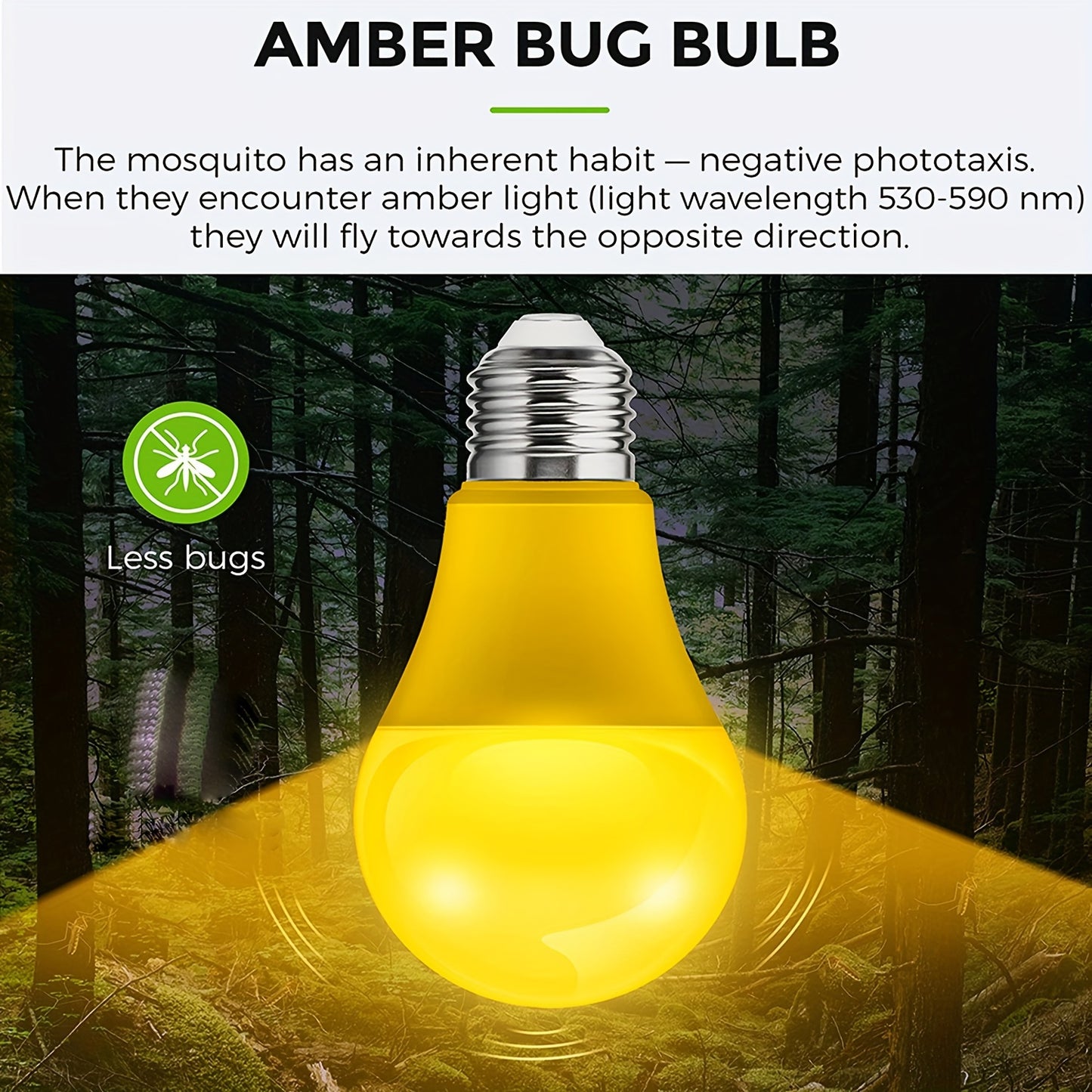 2pc\u002F4pc\u002F8pcs Yellow LED Bug Light Bulbs, 9W Bug Lights, 60W Equivalent, AC 110-240V, Amber Porch Light Bulb, Non-Attracting, Not-Dimmable, Ideal For Halloween, Xmas, Birthday Party, Porch, Home Lighting, Party Decoration, Holiday Lighting