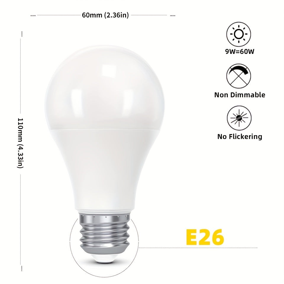 10pcs E26 9W LED Bulbs Are Equivalent To 60W Incandescent Lamps, Cold White 6000K Warm White 3000K 900 Lumen Ultra-bright Bulb Lamps Are Applicable To Living Room, Kitchen, Bedroom And Office