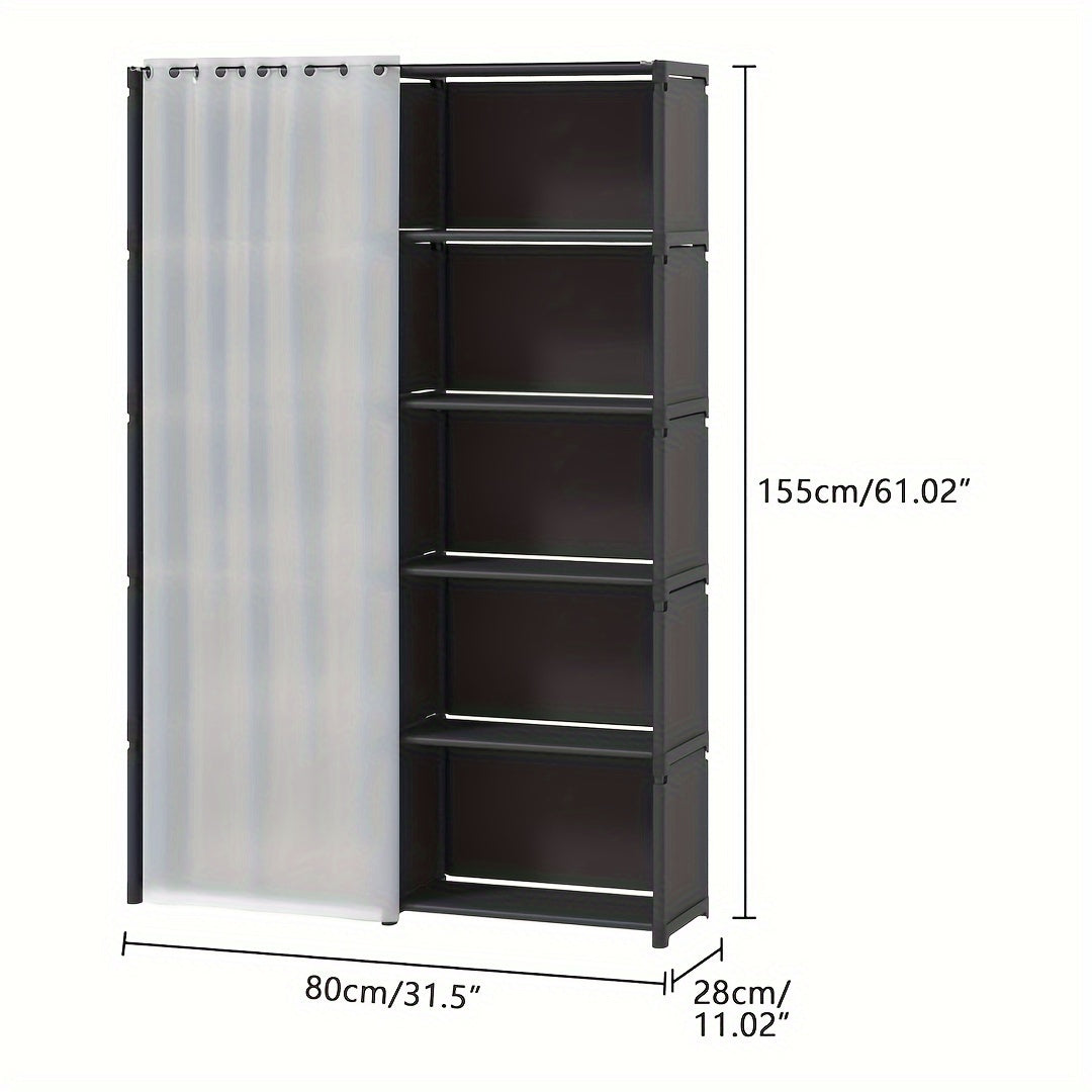 Dttwacoyh 6 Storey Double Row Storage - Open Closet Organiser - Black - For Bedroom, Office, Living Room - Maximise Space & Organisation