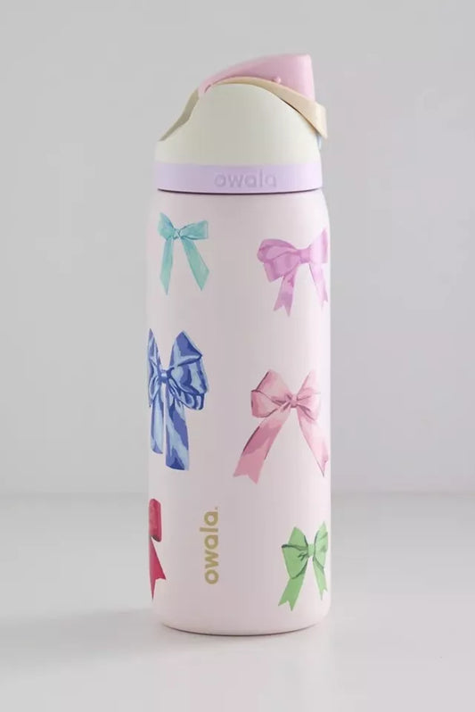 Owala "Girlhood" 32oz Free Sip Limited Edition UO Exclusive Multicolor Pink Bows