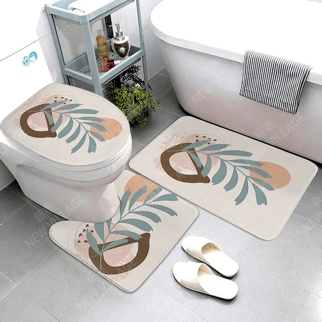 Anti-slip Bath Mat Bathroom Rug Shower Mat Decorative Absorbent Foot Mat Entrance Bathtub toilet rug boho Nordic plant leaf