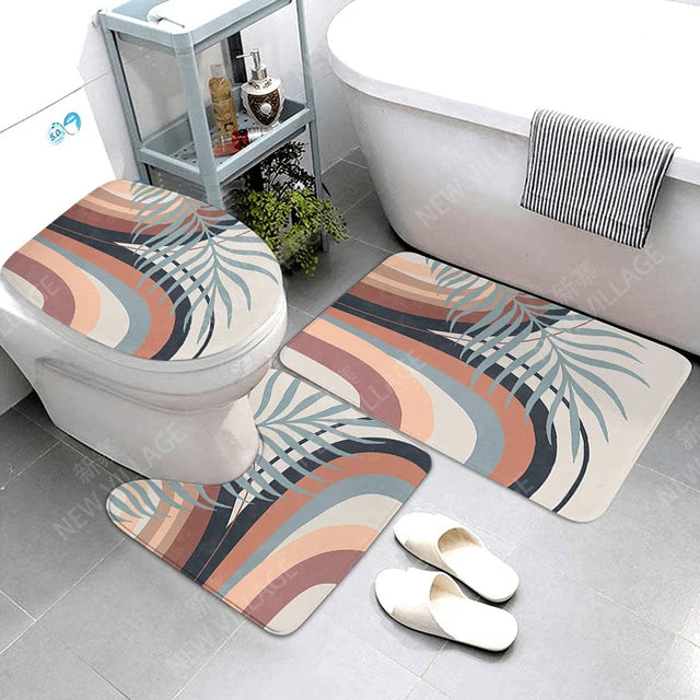 Anti-slip Bath Mat Bathroom Rug Shower Mat Decorative Absorbent Foot Mat Entrance Bathtub toilet rug boho Nordic plant leaf