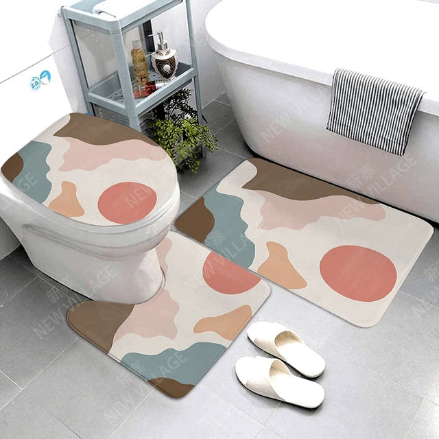 Anti-slip Bath Mat Bathroom Rug Shower Mat Decorative Absorbent Foot Mat Entrance Bathtub toilet rug boho Nordic plant leaf