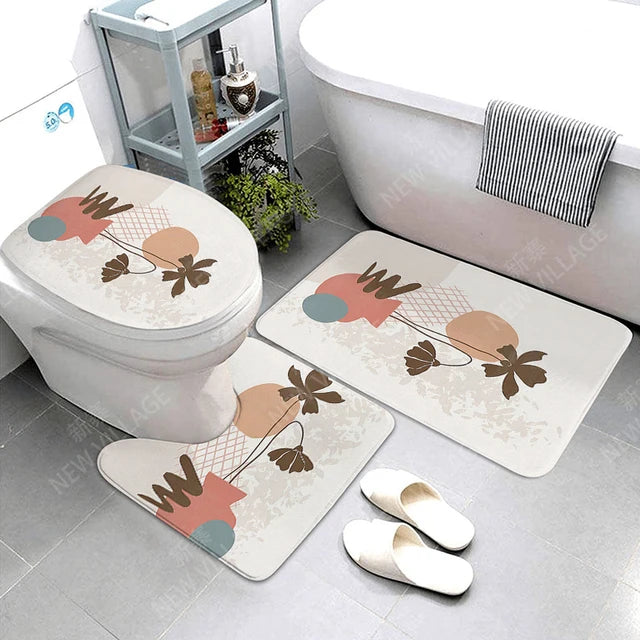 Anti-slip Bath Mat Bathroom Rug Shower Mat Decorative Absorbent Foot Mat Entrance Bathtub toilet rug boho Nordic plant leaf