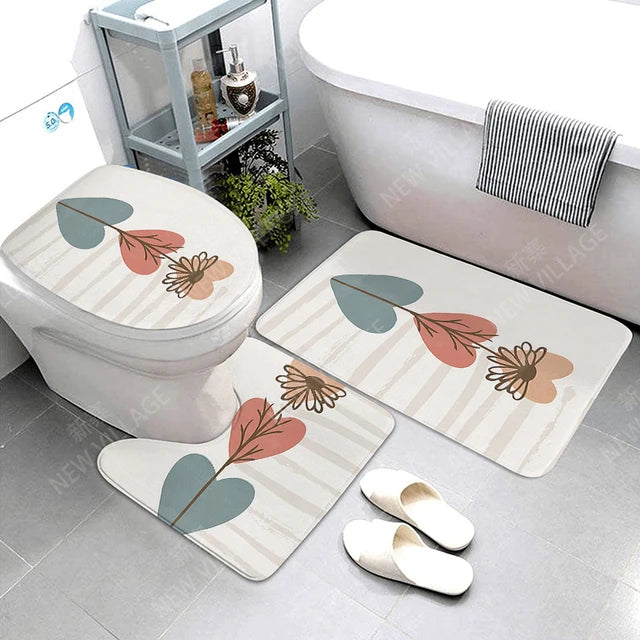 Anti-slip Bath Mat Bathroom Rug Shower Mat Decorative Absorbent Foot Mat Entrance Bathtub toilet rug boho Nordic plant leaf