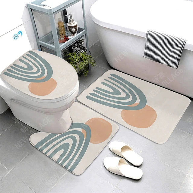 Anti-slip Bath Mat Bathroom Rug Shower Mat Decorative Absorbent Foot Mat Entrance Bathtub toilet rug boho Nordic plant leaf