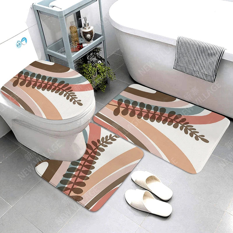 Anti-slip Bath Mat Bathroom Rug Shower Mat Decorative Absorbent Foot Mat Entrance Bathtub toilet rug boho Nordic plant leaf