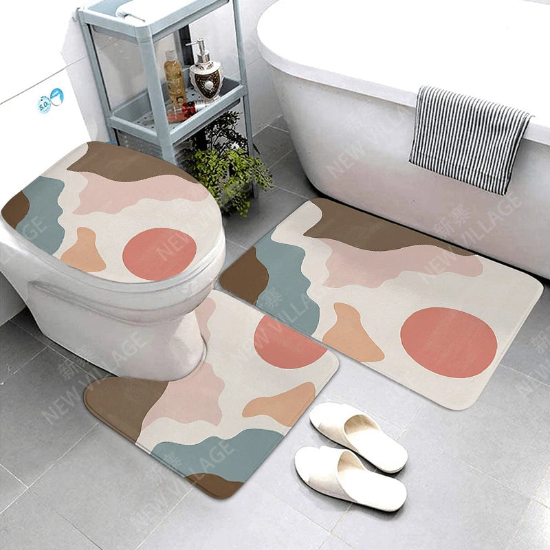 Anti-slip Bath Mat Bathroom Rug Shower Mat Decorative Absorbent Foot Mat Entrance Bathtub toilet rug boho Nordic plant leaf