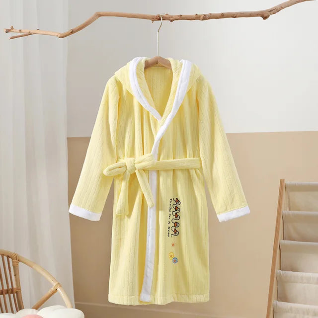 Autumn And Winter Coral Fleece Bathrobes, Boys And Girls Absorb Water Fast-Drying Capes, And Can Wear Swim Dressing Gowns