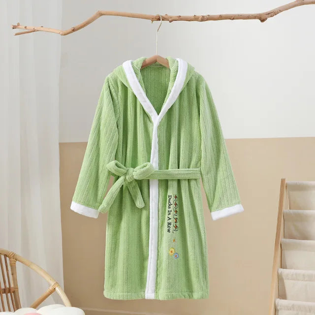 Autumn And Winter Coral Fleece Bathrobes, Boys And Girls Absorb Water Fast-Drying Capes, And Can Wear Swim Dressing Gowns