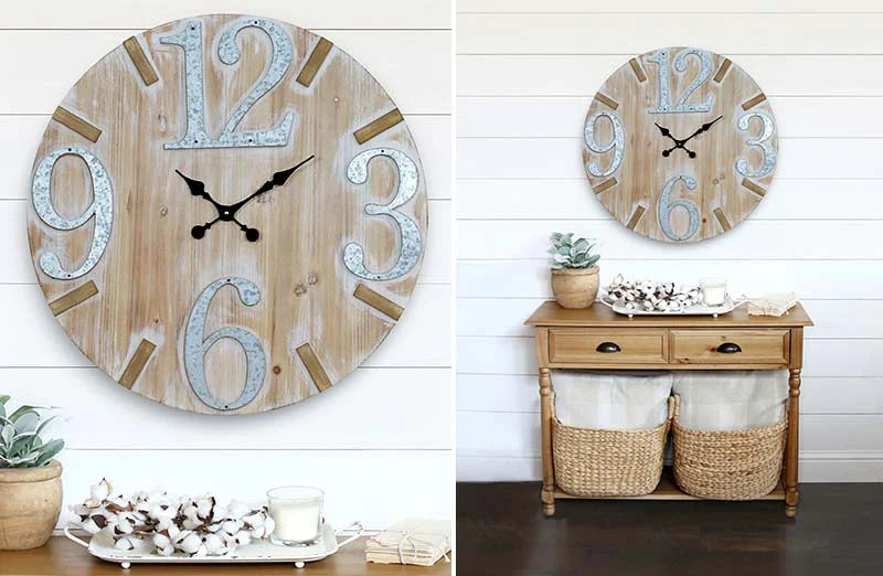 *HUGE* Wooden Clock With Galvanized Numbers