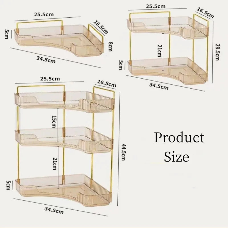 Bathroom Corner Storage Organizer Shelf Home Makeup Skincare Shampoo Lipstick Tabletop Holder Cosmetic Desk Kitchen Rack