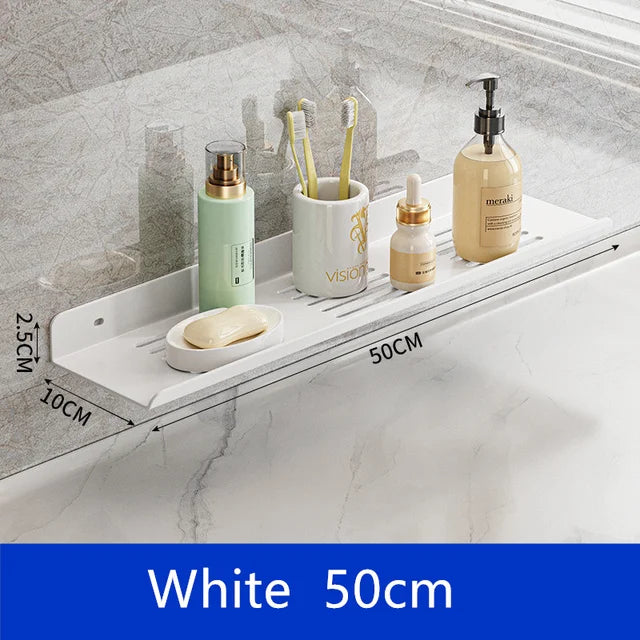 Bathroom Shelf Kitchen Organizer Black Shelves Shower Punch-Free Mounted Rack For Bathroom Accessories Wall Hanging Storage Rack