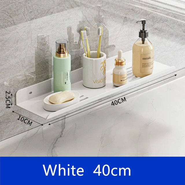 Bathroom Shelf Kitchen Organizer Black Shelves Shower Punch-Free Mounted Rack For Bathroom Accessories Wall Hanging Storage Rack