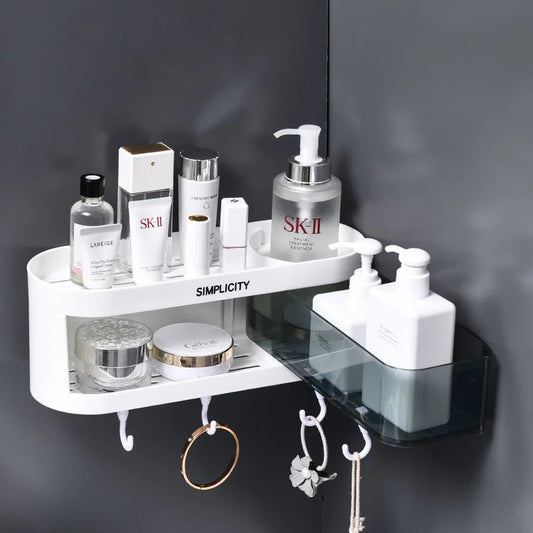 Bathroom Shelves Hanging Wall Mounted Corner Triangle Rack Multifunctional Creative Corner Storage Rack White Shelf Organizer