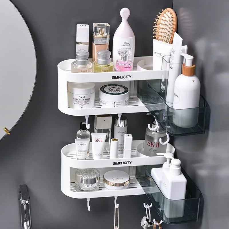 Bathroom Shelves Hanging Wall Mounted Corner Triangle Rack Multifunctional Creative Corner Storage Rack White Shelf Organizer