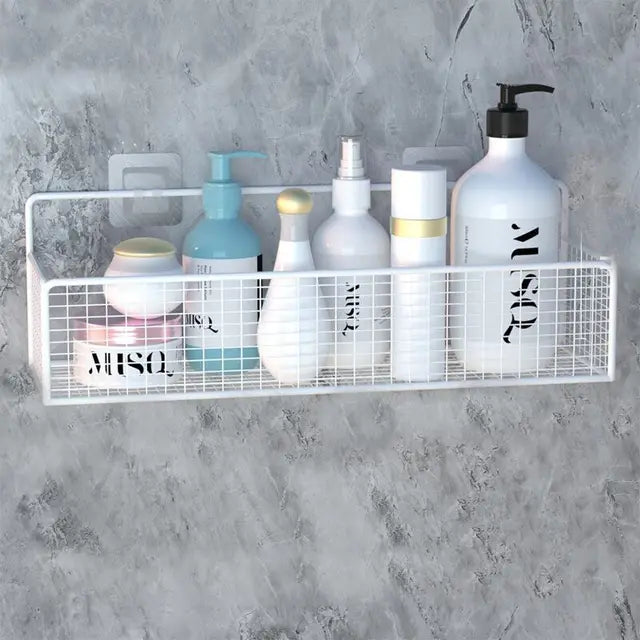 Bathroom Shelves Wall-mounted Wall Shelf Without Drilling for Cosmetic Lipstick Storage Basket Free Punch Bathroom accessories