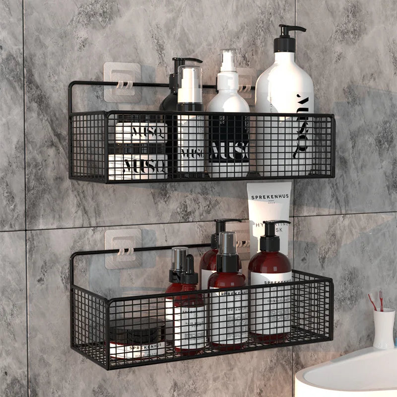 Bathroom Shelves Wall-mounted Wall Shelf Without Drilling for Cosmetic Lipstick Storage Basket Free Punch Bathroom accessories