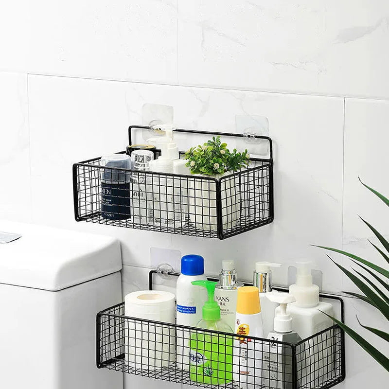 Bathroom Shelves Wall-mounted Wall Shelf Without Drilling for Cosmetic Lipstick Storage Basket Free Punch Bathroom accessories