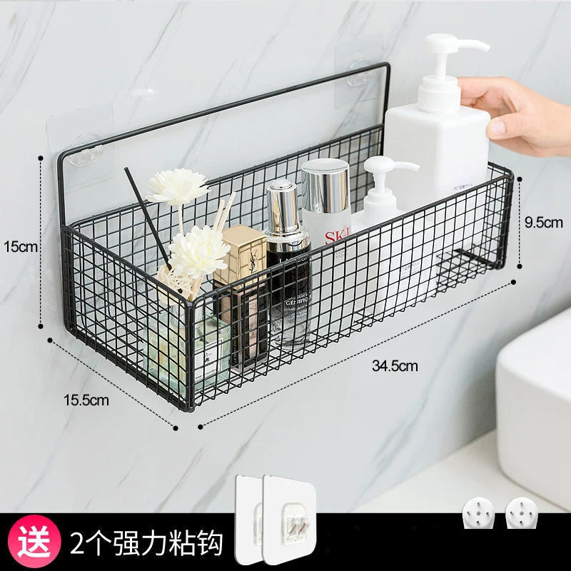 Bathroom Shelves Wall-mounted Wall Shelf Without Drilling for Cosmetic Lipstick Storage Basket Free Punch Bathroom accessories