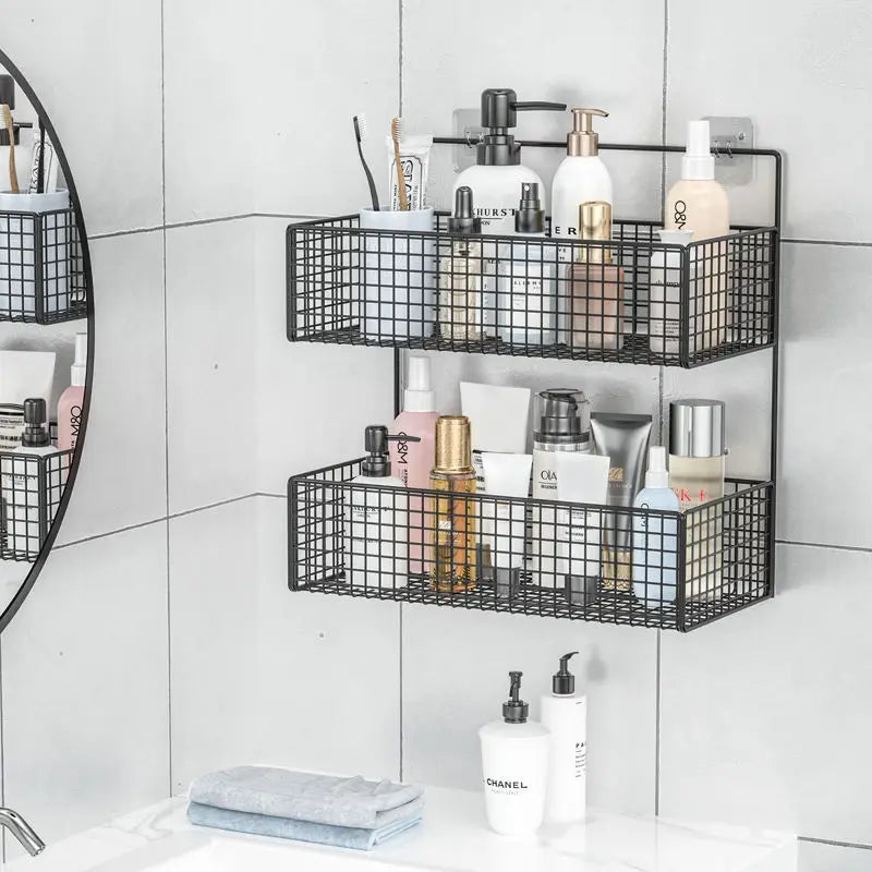 Bathroom Shelves Wall-mounted Wall Shelf Without Drilling for Cosmetic Lipstick Storage Basket Free Punch Bathroom accessories