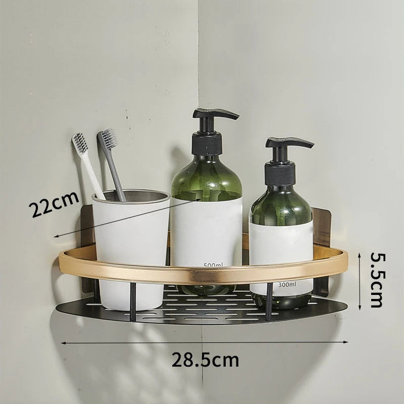 Bathroom Storage Wall Mount Shampoo Makeup Storage Holder Bathroom Accessories No Drilling Wall Shelf Shower Holder For WC