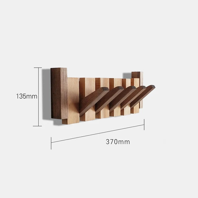 Beech And Walnut Coat Rack Wall-Mounted Hook Hidden Decoration Hook Hanger Foldable Bedroom Closets Wooden Wall Shelf Home Decor