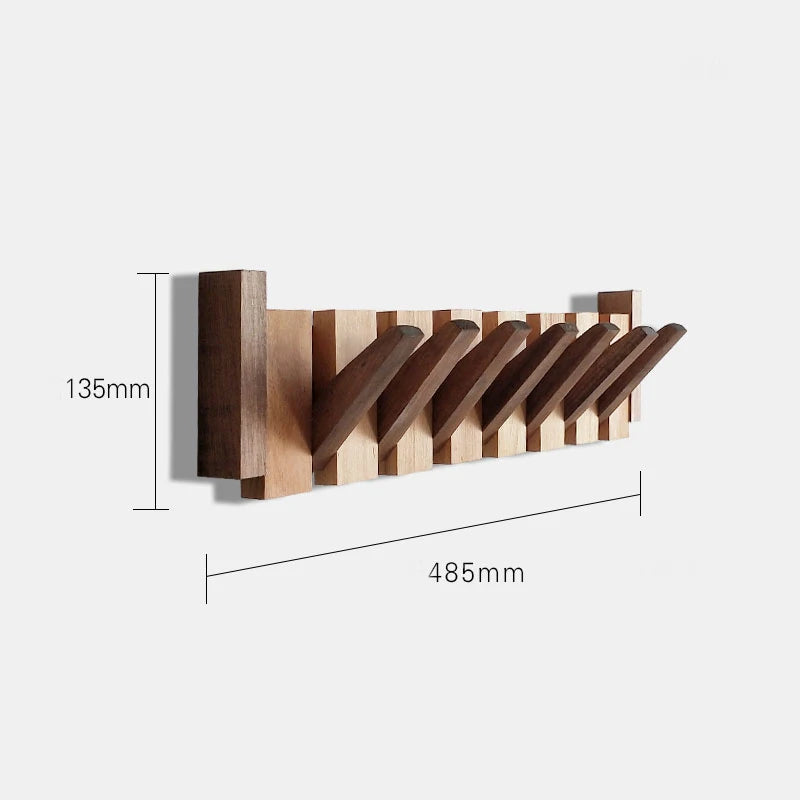 Beech And Walnut Coat Rack Wall-Mounted Hook Hidden Decoration Hook Hanger Foldable Bedroom Closets Wooden Wall Shelf Home Decor