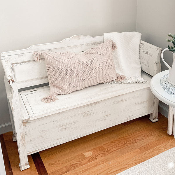 Large Weathered Wooden Storage Bench