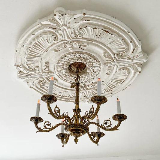 HUGE Distressed Baroque Ceiling Medallion