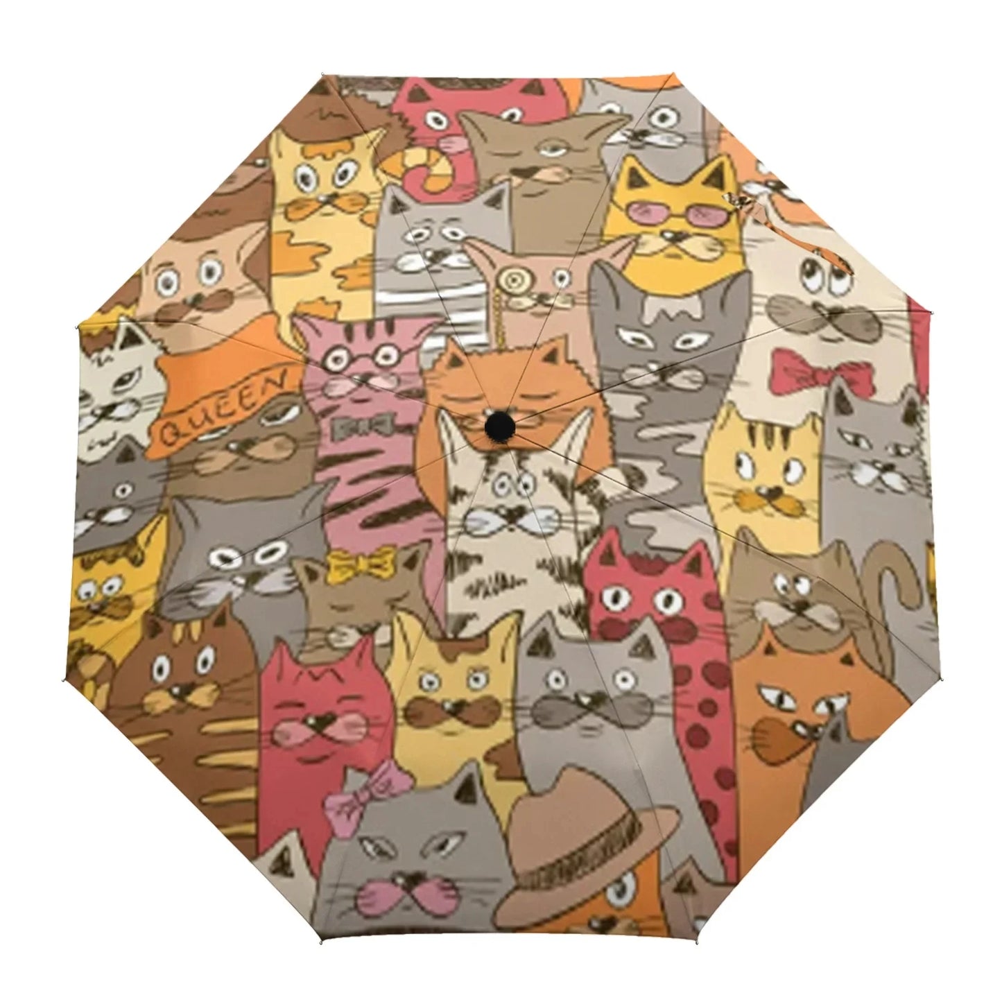 Cartoon Cat Folding Travel Umbrella Lovely Pet Kitten Animal Umbrellas Windproof Lightweight Compact Parasol Umbrella Sun & Rain