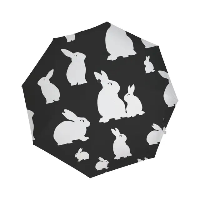 Cartoon Rabbit Easter Rain Sun Umbrellas Lovely Bunny Animal Lightweight Windproof Folding Travel Umbrella for Adults Teens Kids