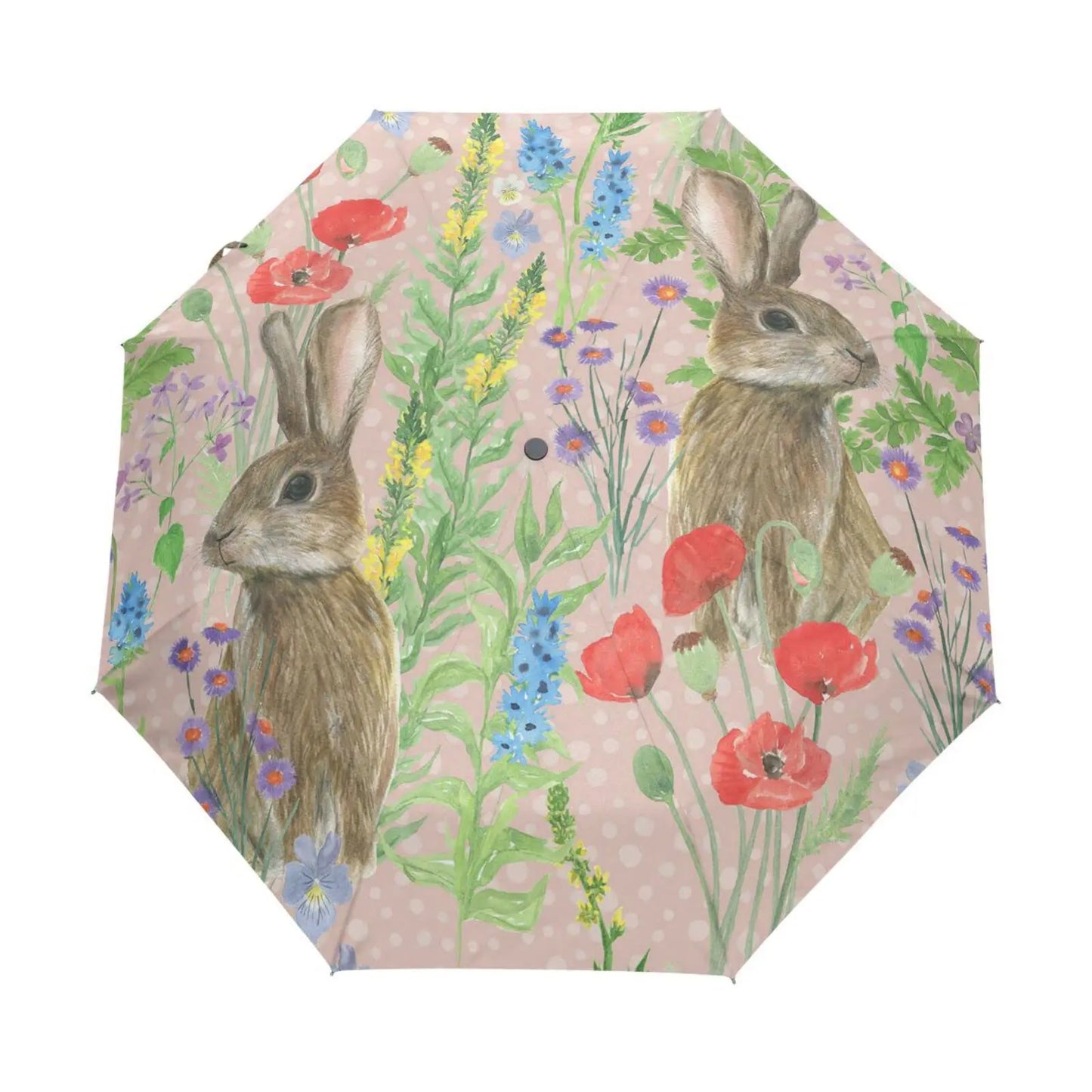 Cartoon Rabbit Easter Rain Sun Umbrellas Lovely Bunny Animal Lightweight Windproof Folding Travel Umbrella for Adults Teens Kids