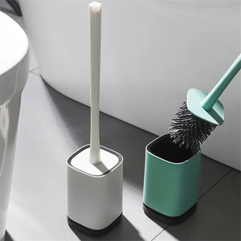 Corner Toilet Brush Set Wall-mounted Long Handle Bathroom Brushes Cleaning Tools Durable Silicone Modern WC Washing Accessories