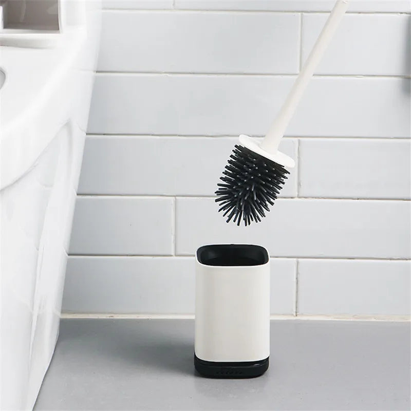 Corner Toilet Brush Set Wall-mounted Long Handle Bathroom Brushes Cleaning Tools Durable Silicone Modern WC Washing Accessories