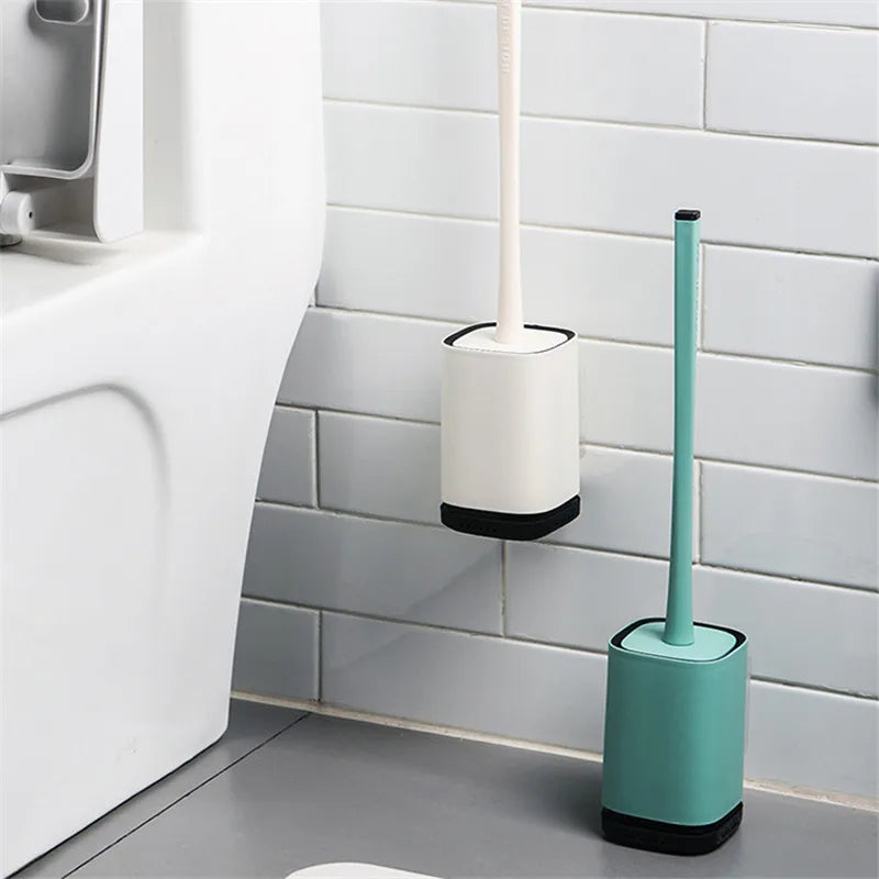 Corner Toilet Brush Set Wall-mounted Long Handle Bathroom Brushes Cleaning Tools Durable Silicone Modern WC Washing Accessories