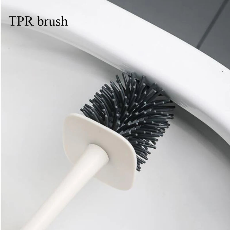 Corner Toilet Brush Set Wall-mounted Long Handle Bathroom Brushes Cleaning Tools Durable Silicone Modern WC Washing Accessories