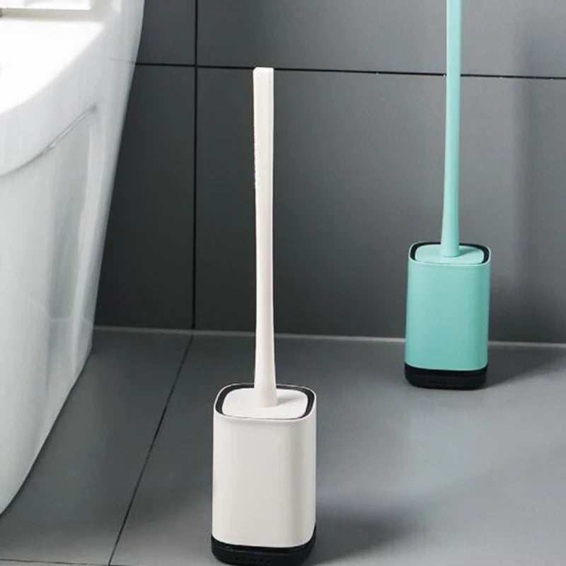 Corner Toilet Brush Set Wall-mounted Long Handle Bathroom Brushes Cleaning Tools Durable Silicone Modern WC Washing Accessories