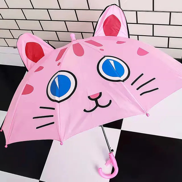 Cute Cartoon Children Umbrella animation creative long-handled 3D ear modeling kids umbrella For boys girls