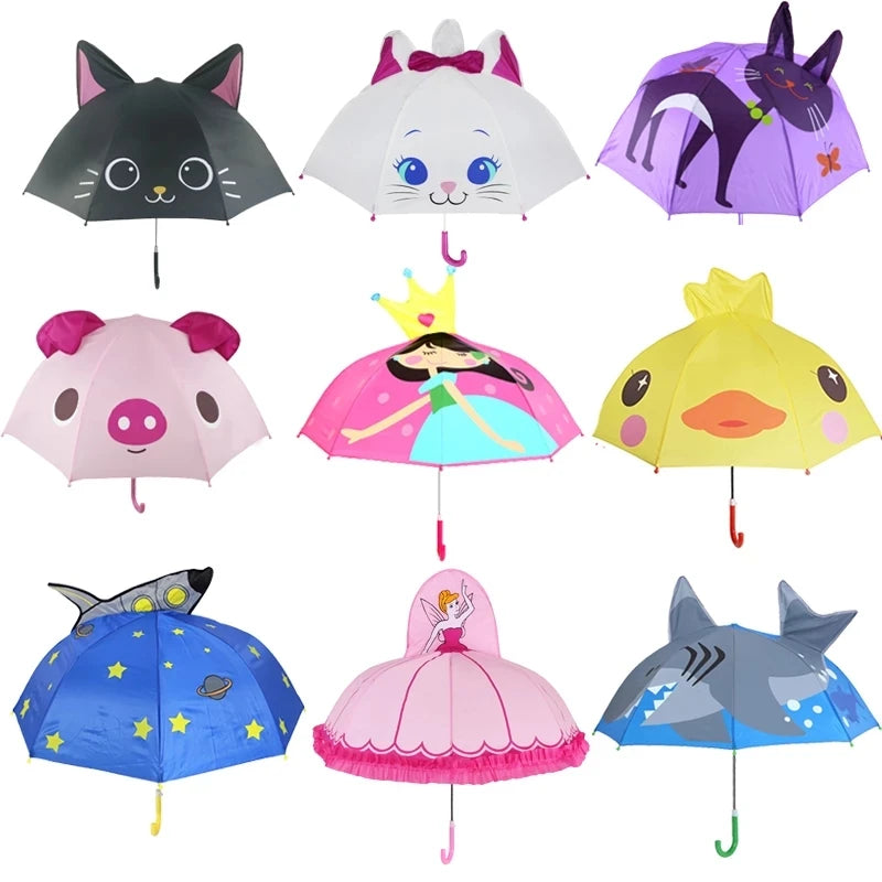 Cute Cartoon Children Umbrella animation creative long-handled 3D ear modeling kids umbrella For boys girls