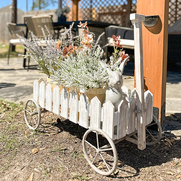 Distressed Picket Fence Wooden Cart