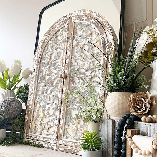 Distressed Ornate Arched Doors